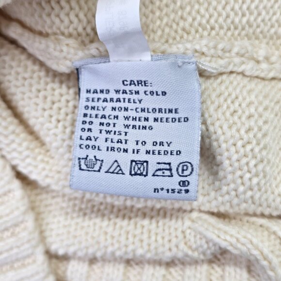 Ralph Lauren Sport Sweater Womens Large Cream Full Zip Cable Knit Cotton Logo - Picture 13 of 13
